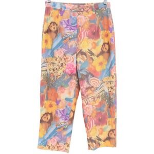 Vintage 90s Renfrew High Waist Art Print Pants Size 2 Eurosummer Retro Festival
